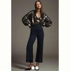 Anthropologie The Colette Sequin Crop Wide-Leg Jeans by Maeve